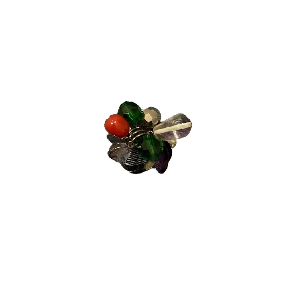 BODEN Glam Beaded Jewel Cluster Multi Color Statement Ring NWOT